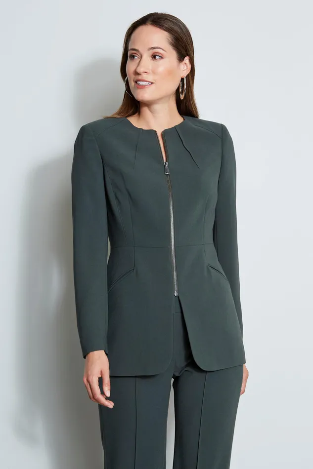 Jackets and Blazers Women Elie Tahari Zip Front Blazer CAMOFLAUGE