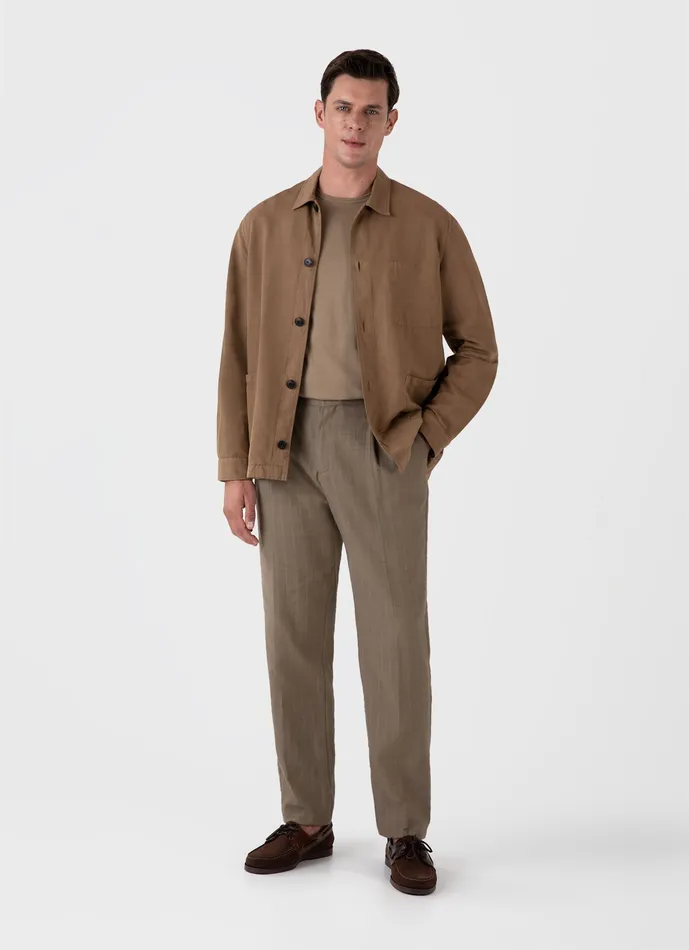 Jackets and Coats Cotton Linen Twin Pocket Jacket Dark Tan 8211 ussunspel Men