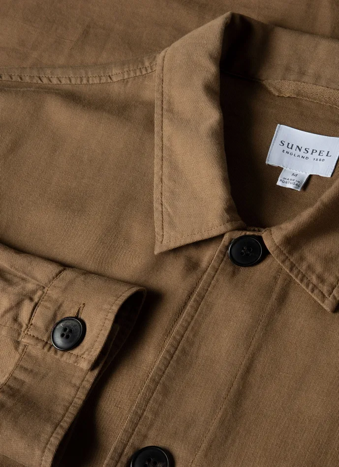 Jackets and Coats Cotton Linen Twin Pocket Jacket Dark Tan 8211 ussunspel Men