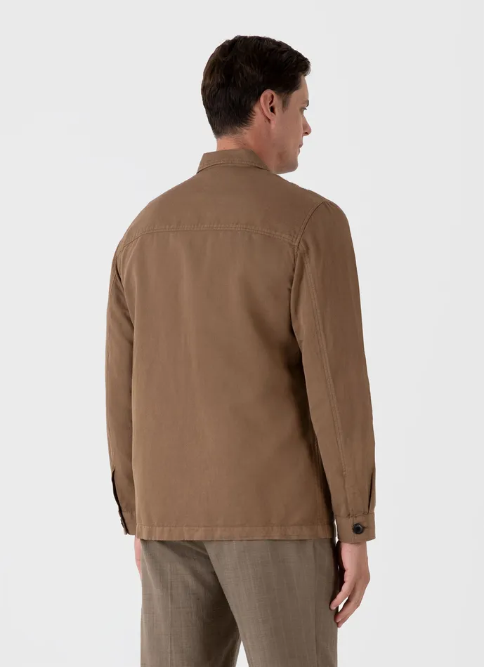 Jackets and Coats Cotton Linen Twin Pocket Jacket Dark Tan 8211 ussunspel Men