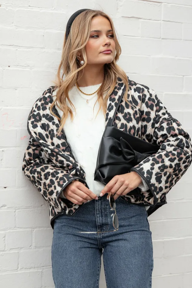 Jackets and Coats Women Marcos Leopard Print Quilted Jacket Leopard Petal and Pup