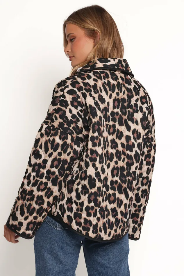 Jackets and Coats Women Marcos Leopard Print Quilted Jacket Leopard Petal and Pup