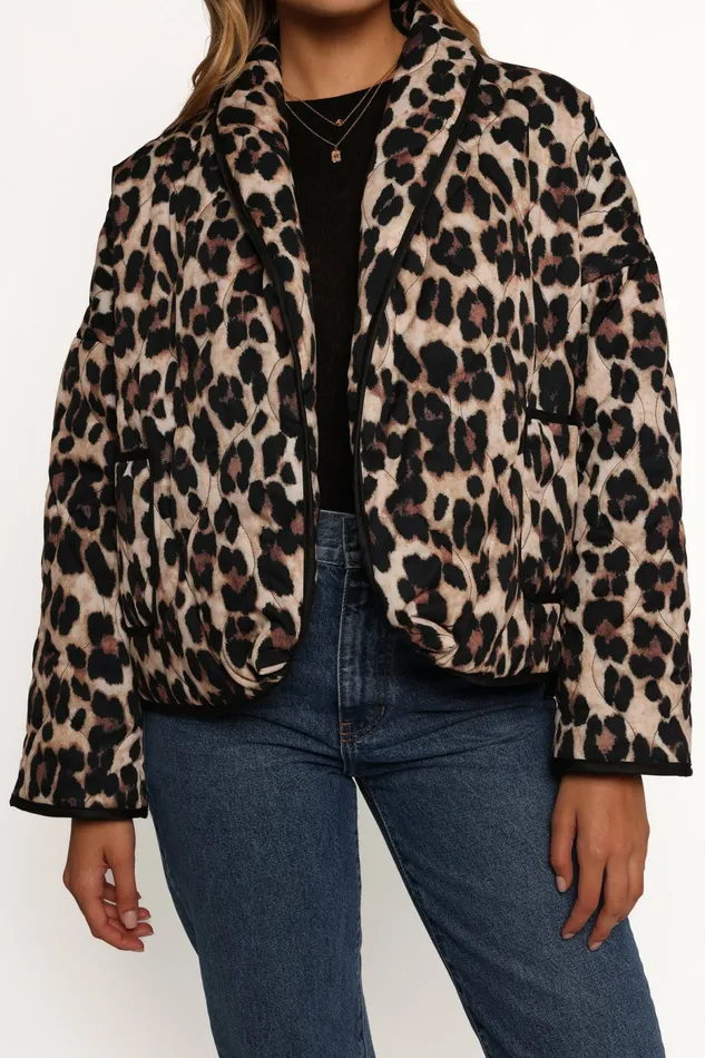 Jackets and Coats Women Marcos Leopard Print Quilted Jacket Leopard Petal and Pup