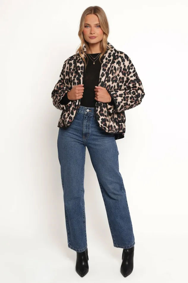 Jackets and Coats Women Marcos Leopard Print Quilted Jacket Leopard Petal and Pup