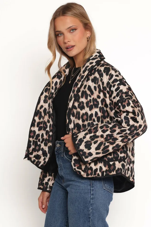 Jackets and Coats Women Marcos Leopard Print Quilted Jacket Leopard Petal and Pup