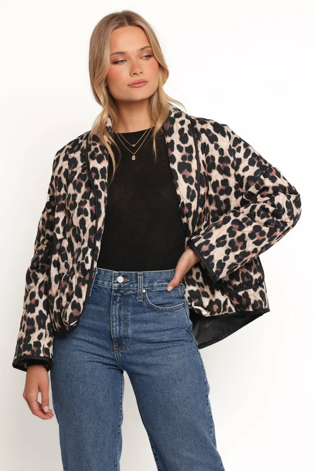 Jackets and Coats Women Marcos Leopard Print Quilted Jacket Leopard Petal and Pup