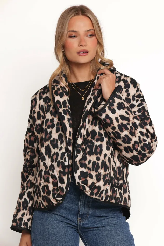 Jackets and Coats Women Marcos Leopard Print Quilted Jacket Leopard Petal and Pup