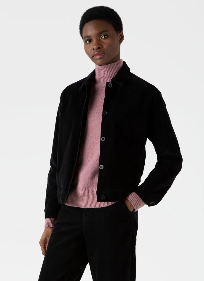 Jackets and Coats Women ussunspel Corduroy Boxy Jacket Black