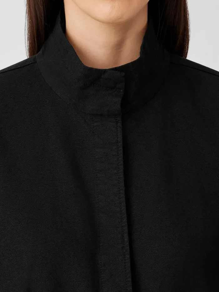 Jackets Coats and Vests Women Eileen Fisher Cotton Hemp Stretch Stand Collar Jacket Black
