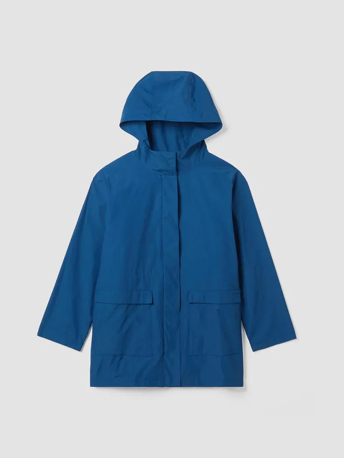 Jackets Coats and Vests Women Eileen Fisher Light Cotton Nylon Hooded Coat Atlantis