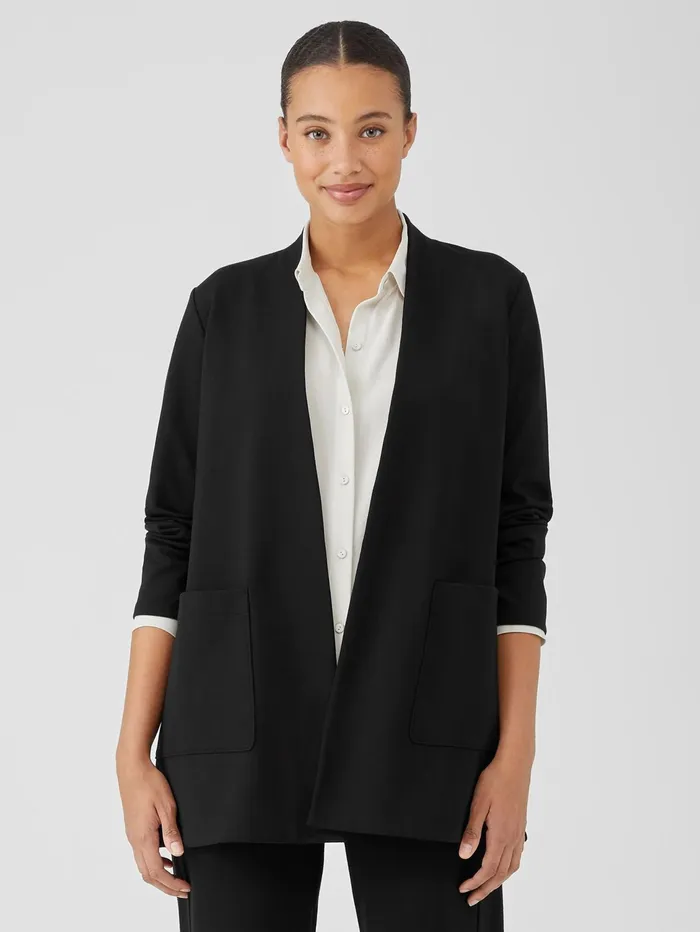 Jackets Coats and Vests Women Eileen Fisher Washable Flex Ponte High Collar Jacket Black Jackets Coats and Vests Women Eileen Fisher Washable Flex Ponte High Collar Jacket Black