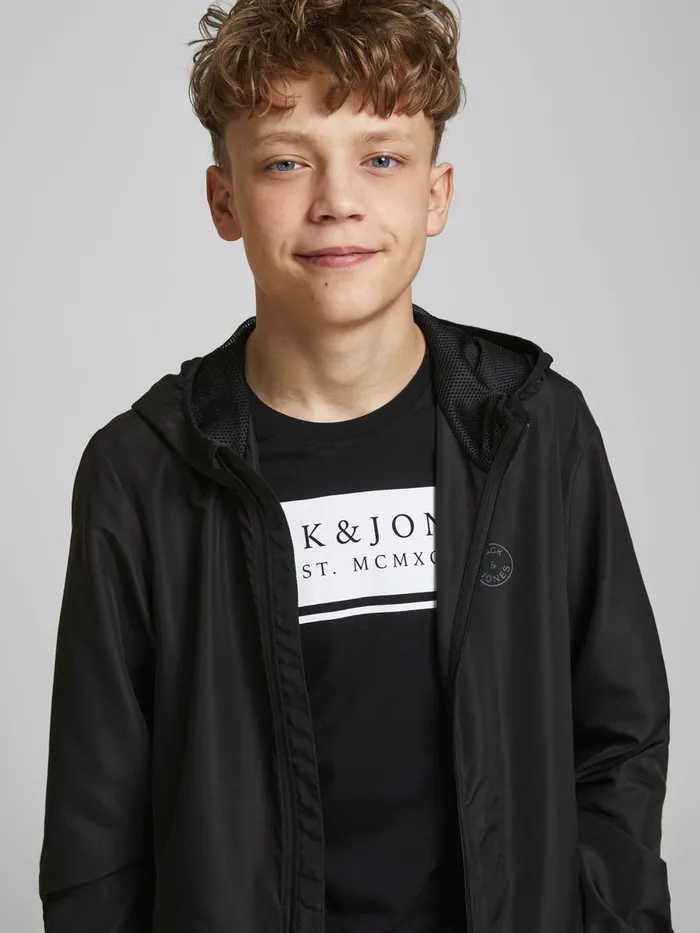Jackets JACK and JONES Junior BOYS CAMO HOOD LIGHTWEIGHT JACKET Black Black