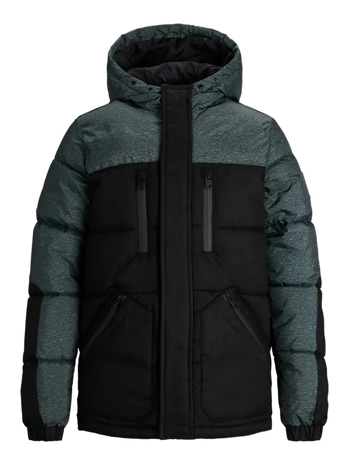 Jackets JACK and JONES Junior BOYS HOODED PUFFER JACKET Black Black