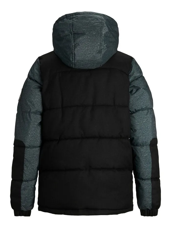 Jackets JACK and JONES Junior BOYS HOODED PUFFER JACKET Black Black