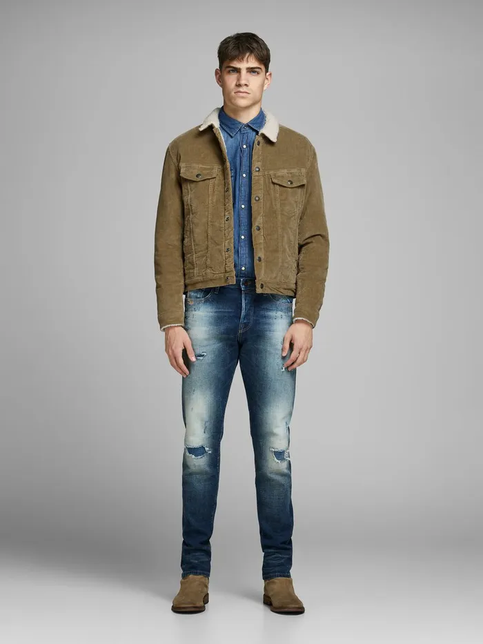 Jackets JACK and JONES Mens CORDUROY DENIM JACKET Beige Kelp