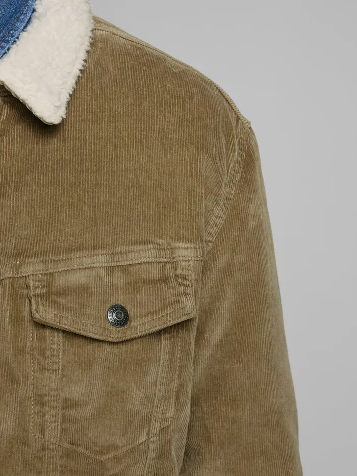 Jackets JACK and JONES Mens CORDUROY DENIM JACKET Beige Kelp
