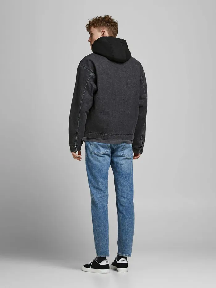 Jackets JACK and JONES Mens HOODED DENIM JACKET Black Black Denim