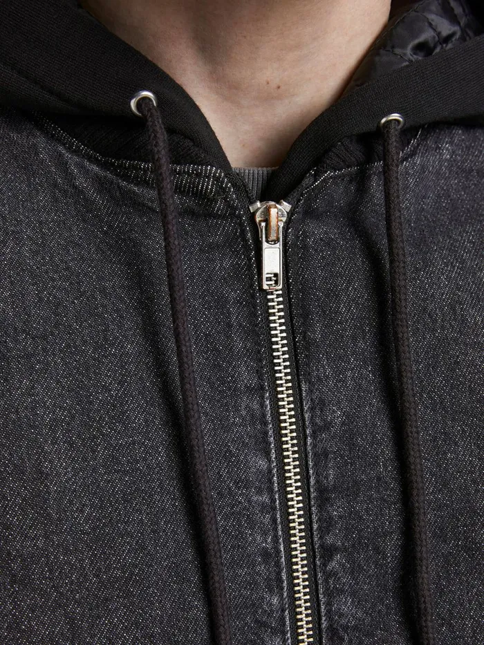 Jackets JACK and JONES Mens HOODED DENIM JACKET Black Black Denim