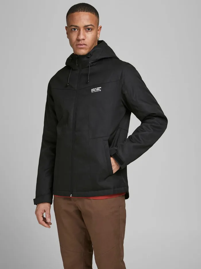 Jackets JACK and JONES Mens HOODED JACKET Black Black
