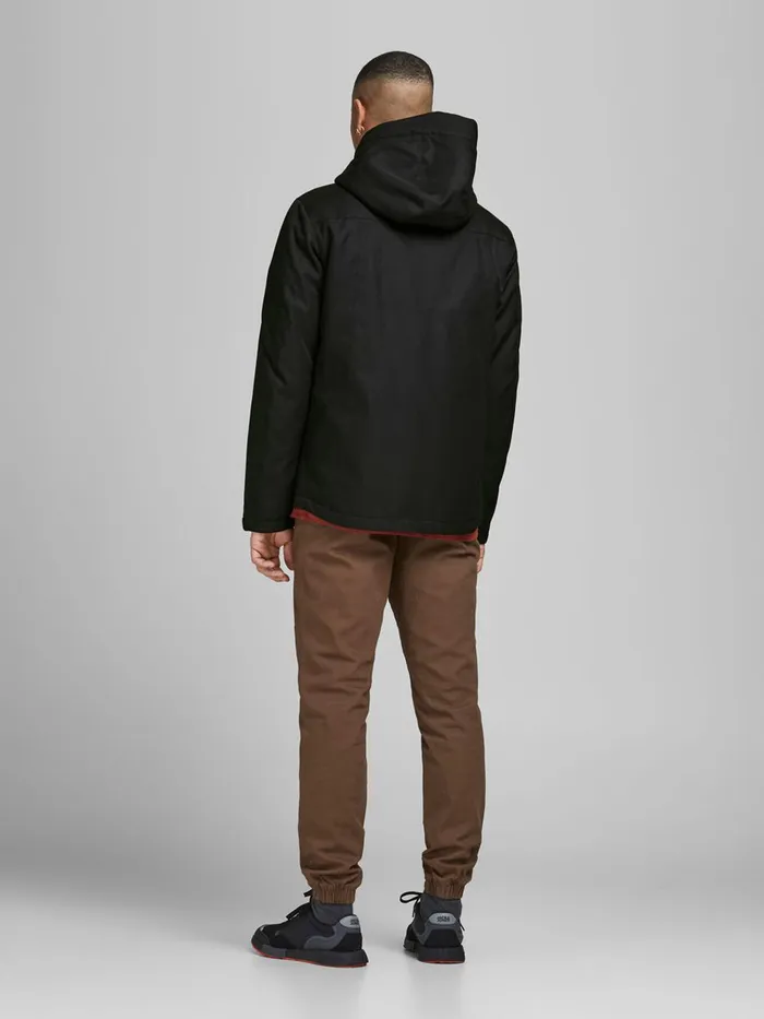 Jackets JACK and JONES Mens HOODED JACKET Black Black
