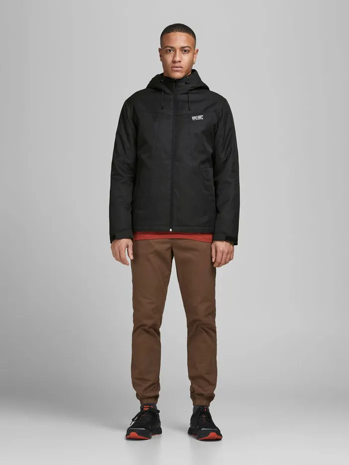Jackets JACK and JONES Mens HOODED JACKET Black Black