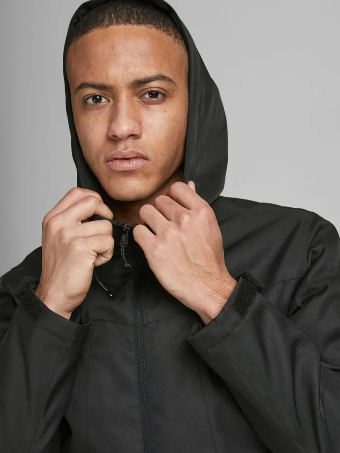 Jackets JACK and JONES Mens HOODED JACKET Black Black