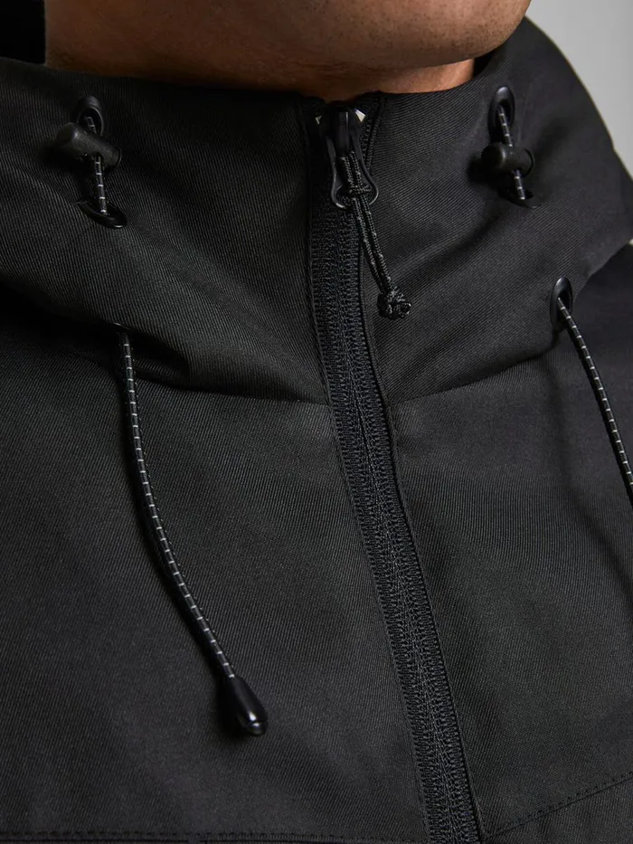 Jackets JACK and JONES Mens HOODED JACKET Black Black