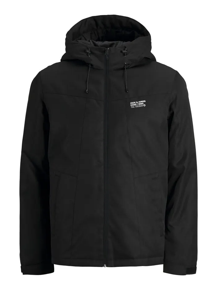 Jackets JACK and JONES Mens HOODED JACKET Black Black