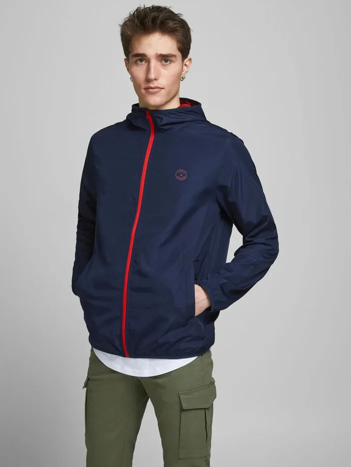 Jackets JACK and JONES Mens HOODED JACKET Blue Navy Blazer