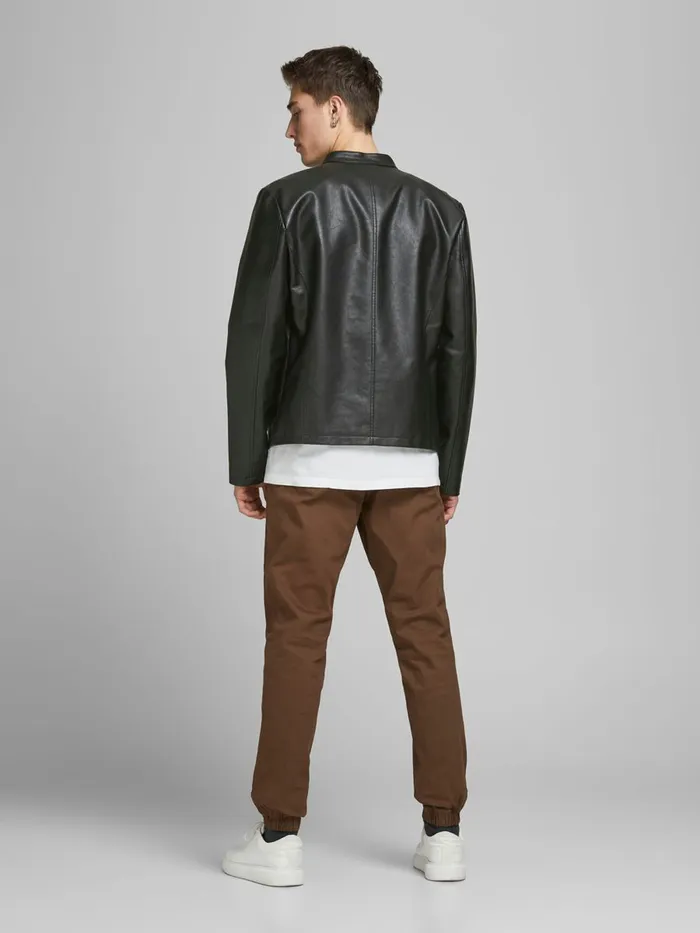 Jackets JACK and JONES Mens MINIMALIST FAUX LEATHER JACKET Black Black