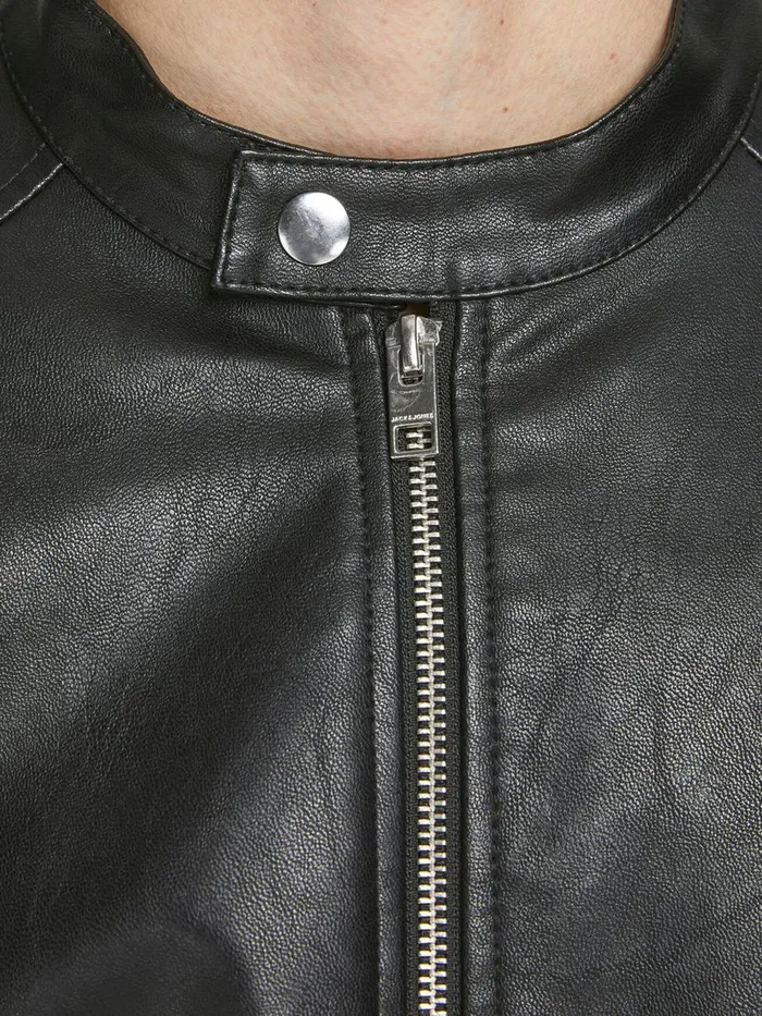 Jackets JACK and JONES Mens MINIMALIST FAUX LEATHER JACKET Black Black