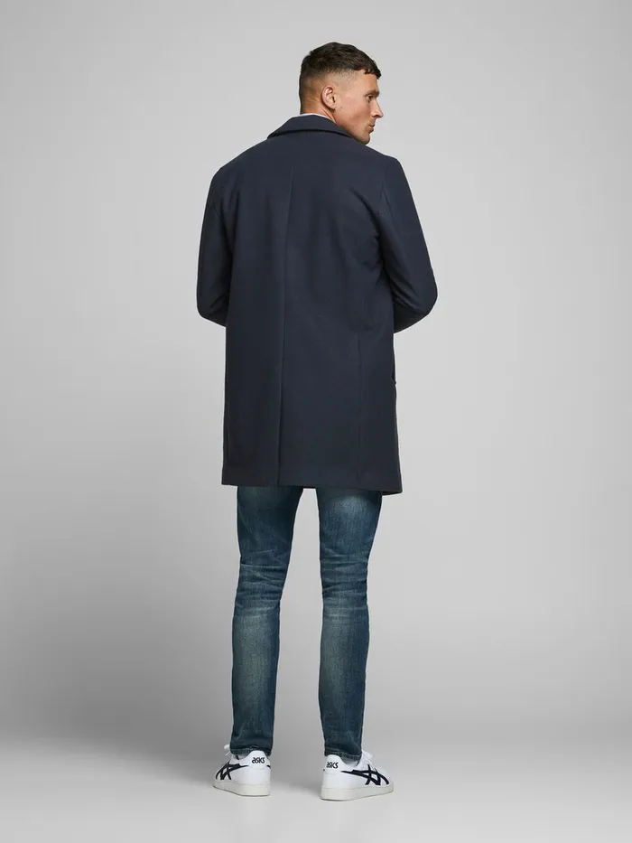 Jackets JACK and JONES Mens NOTCH LAPEL COAT Blue Dark Navy