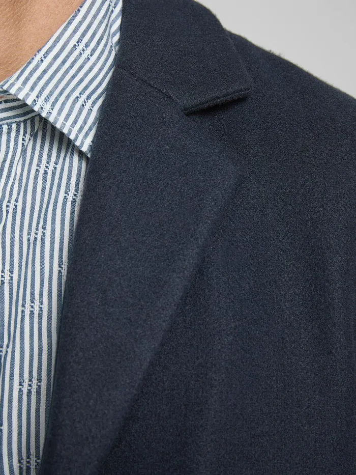 Jackets JACK and JONES Mens NOTCH LAPEL COAT Blue Dark Navy