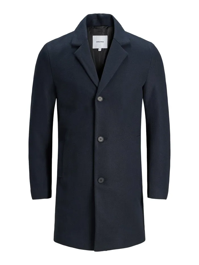 Jackets JACK and JONES Mens NOTCH LAPEL COAT Blue Dark Navy