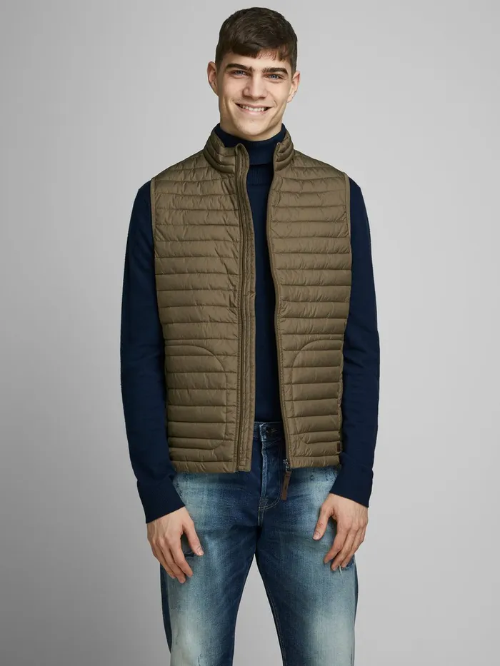 Jackets JACK and JONES Mens PADDED GILET Brown Dark Earth