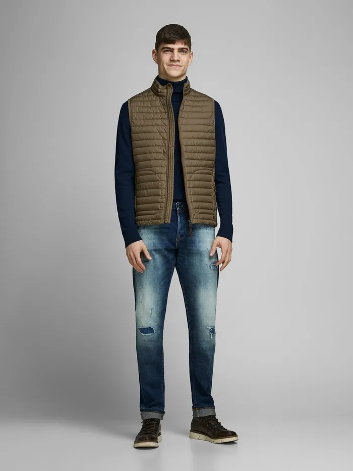 Jackets JACK and JONES Mens PADDED GILET Brown Dark Earth