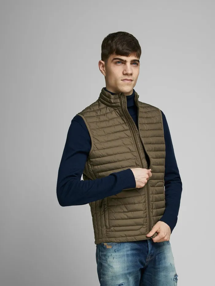 Jackets JACK and JONES Mens PADDED GILET Brown Dark Earth