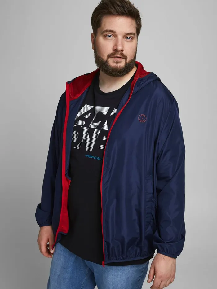 Jackets JACK and JONES Mens RECYCLED POLYESTER BLEND PLUS SIZE JACKET Blue Navy Blazer