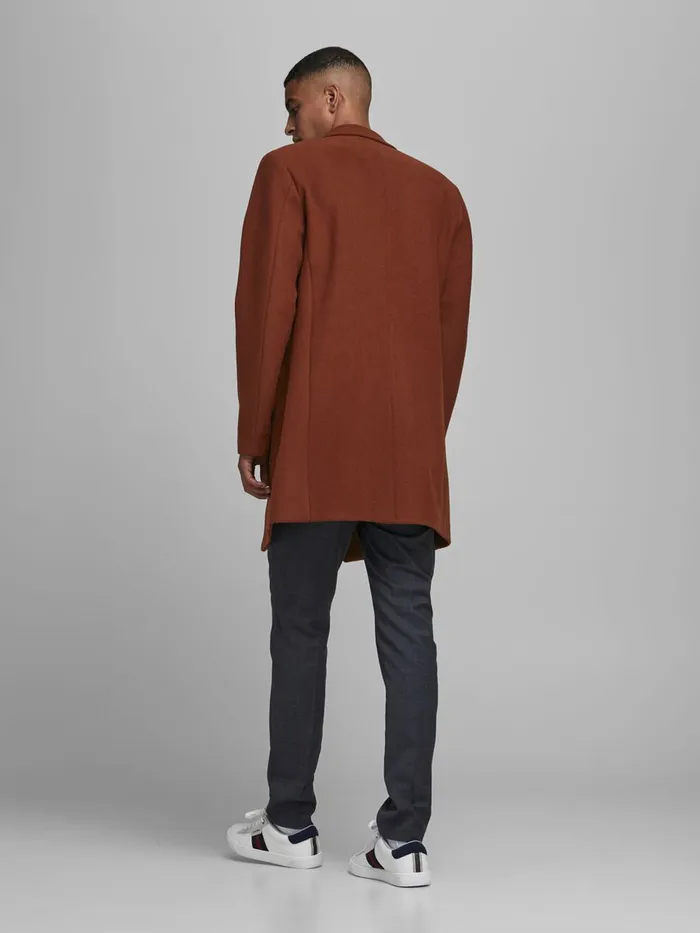 Jackets JACK and JONES Mens RECYCLED WOOL BLEND COAT Red Cappuccino