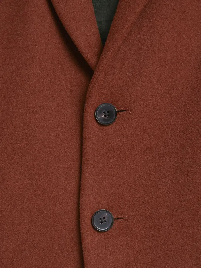 Jackets JACK and JONES Mens RECYCLED WOOL BLEND COAT Red Cappuccino