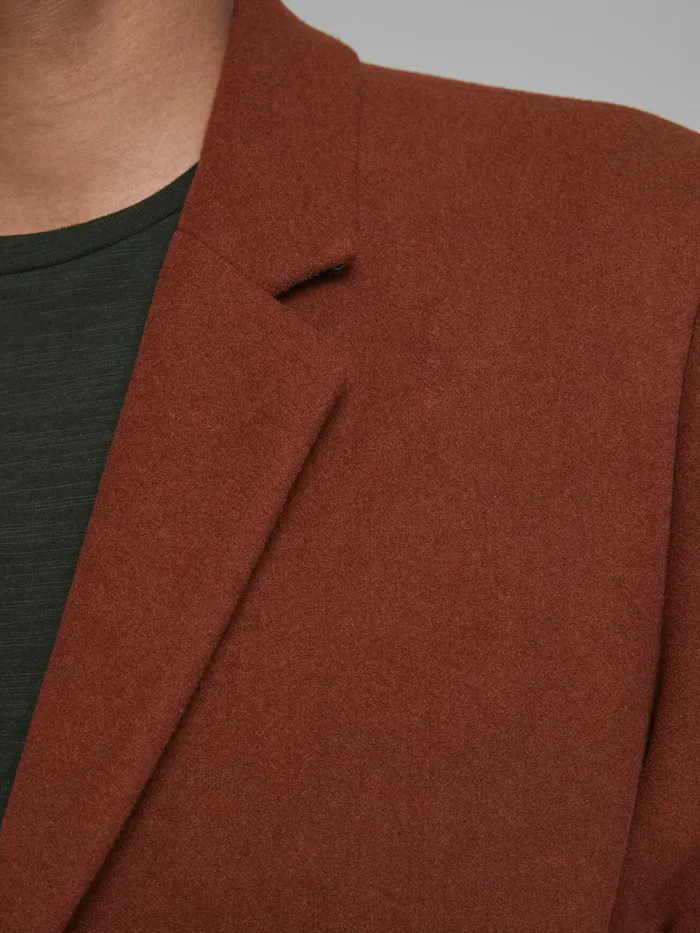 Jackets JACK and JONES Mens RECYCLED WOOL BLEND COAT Red Cappuccino