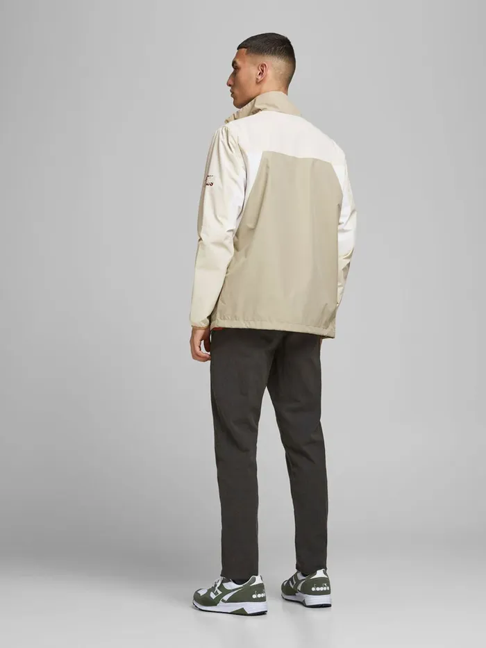 Jackets JACK and JONES Mens STAND COLLAR COLOUR BLOCK LIGHTWEIGHT JACKET Beige Silver Birch