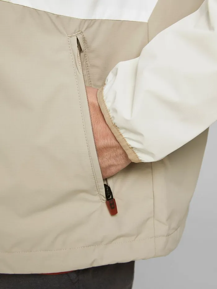 Jackets JACK and JONES Mens STAND COLLAR COLOUR BLOCK LIGHTWEIGHT JACKET Beige Silver Birch