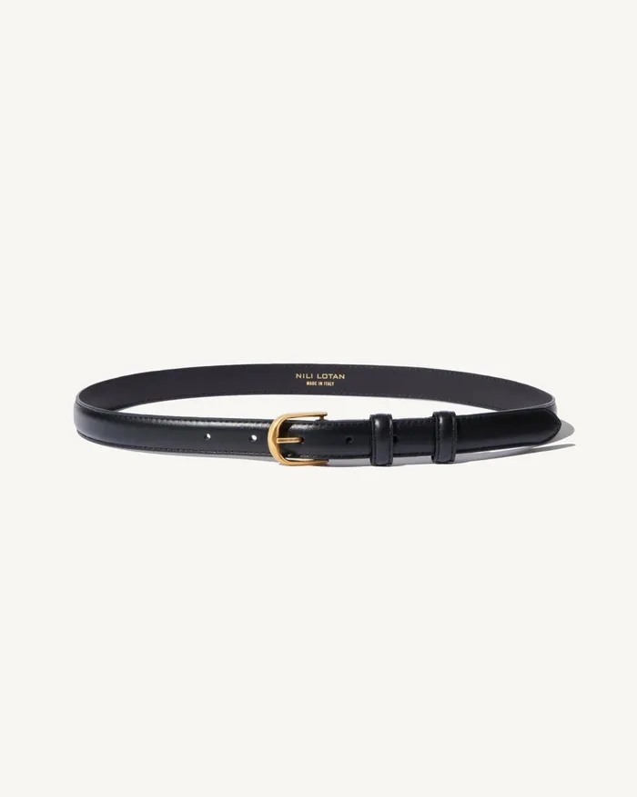 JANE BELT Black Wshiny Brass Buckle Women Nili Lotan Belts and Accessories
