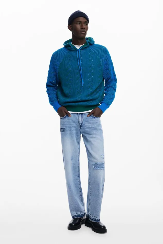 Jeans And Trousers Men Desigual Double Waistband Pants Blue
