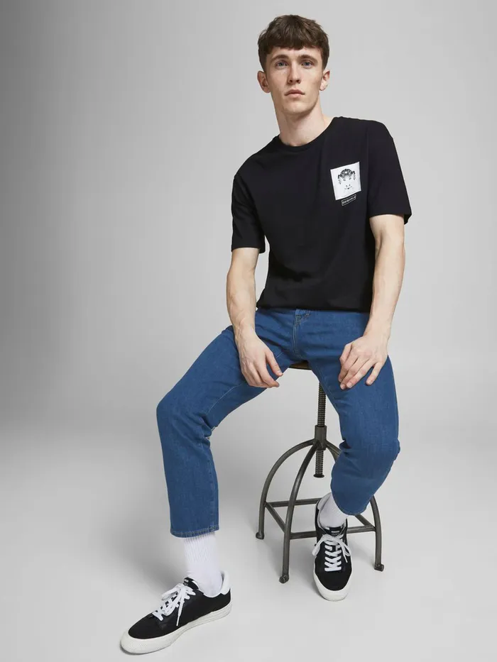 Jeans JACK and JONES Mens FRANK LEEN AM 236 TAPERED FIT JEANS Blue Blue Denim