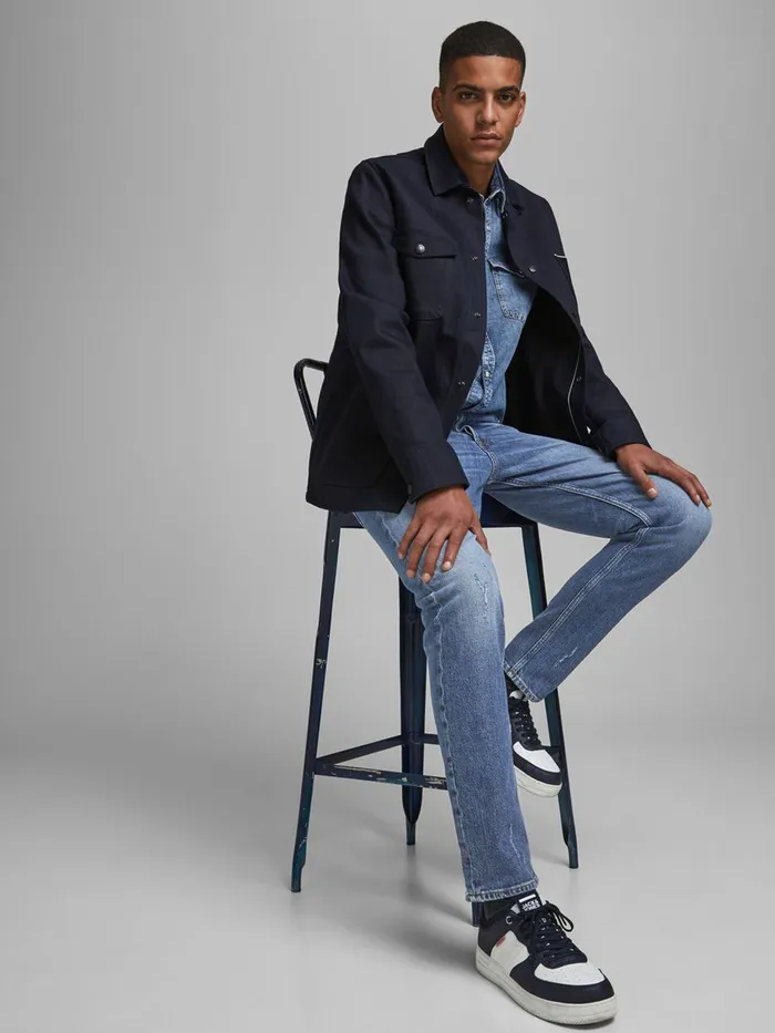 Jeans JACK and JONES Mens FRED ORIGINAL CJ 308 TAPERED FIT JEANS Blue Blue Denim