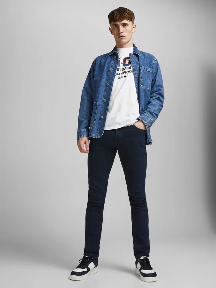 Jeans JACK and JONES Mens GLENN FELIX AM 166 LID SLIM FIT JEANS Blue Blue Denim