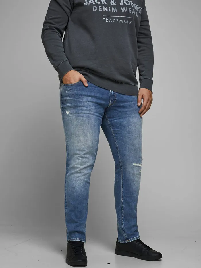 Jeans JACK and JONES Mens GLENN ORG PLUS SIZE SLIM FIT JEANS Blue Blue Denim