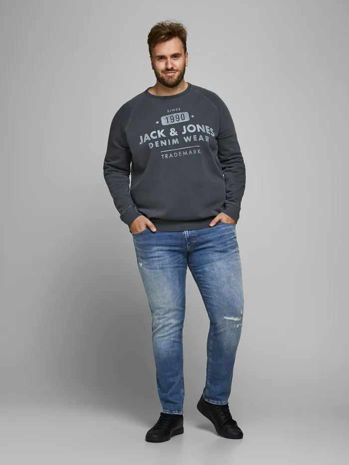 Jeans JACK and JONES Mens GLENN ORG PLUS SIZE SLIM FIT JEANS Blue Blue Denim